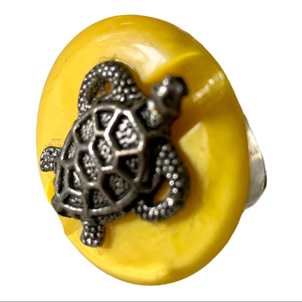 Turtle Ring Yellow Adjustable - image 1